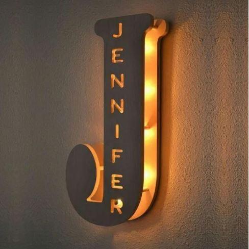 Personalized Custom Wooden Engraved Name Wall Night Light